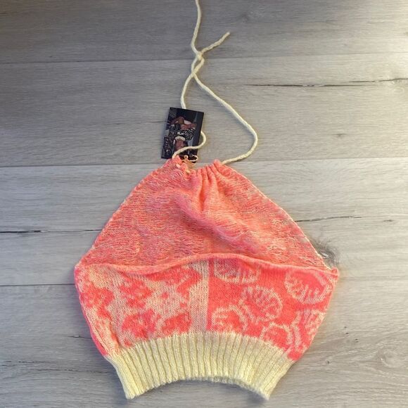 Alicia‎ Morgand Halter Top pink crop top Handmade knit NWT S - Picture 5 of 6